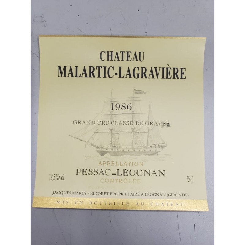 Chateau Malartic-Lagraviere 1986 Grand Cru Classé